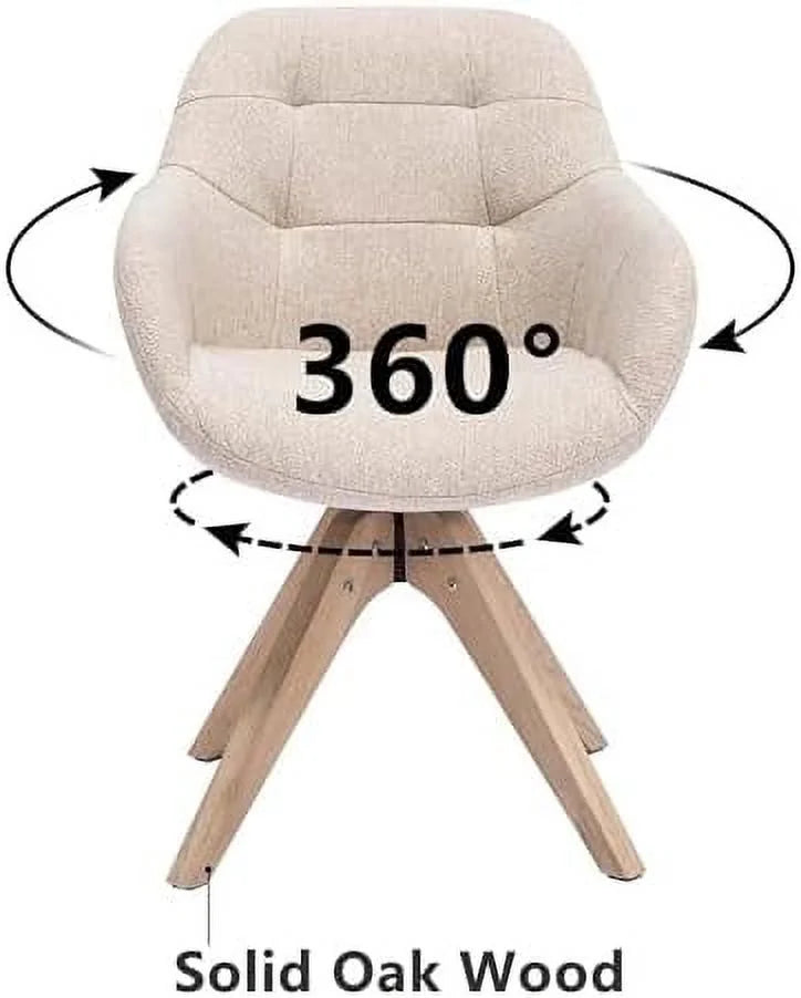 Mid Century Modern Swivel Fabric Accent Chair with Oak Wood Legs Q4707