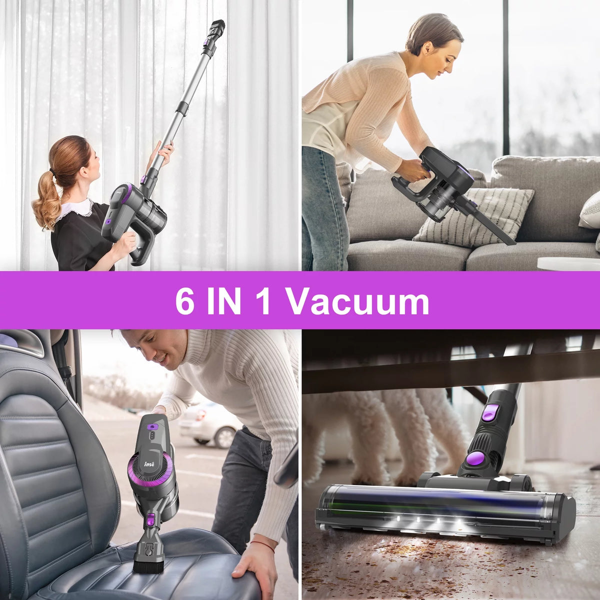 Cordless Stick Vacuum 6 in 1 Purple N7552