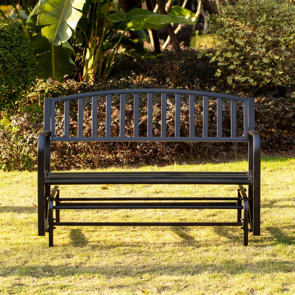 Black Steel Outdoor Swing Bench F518
