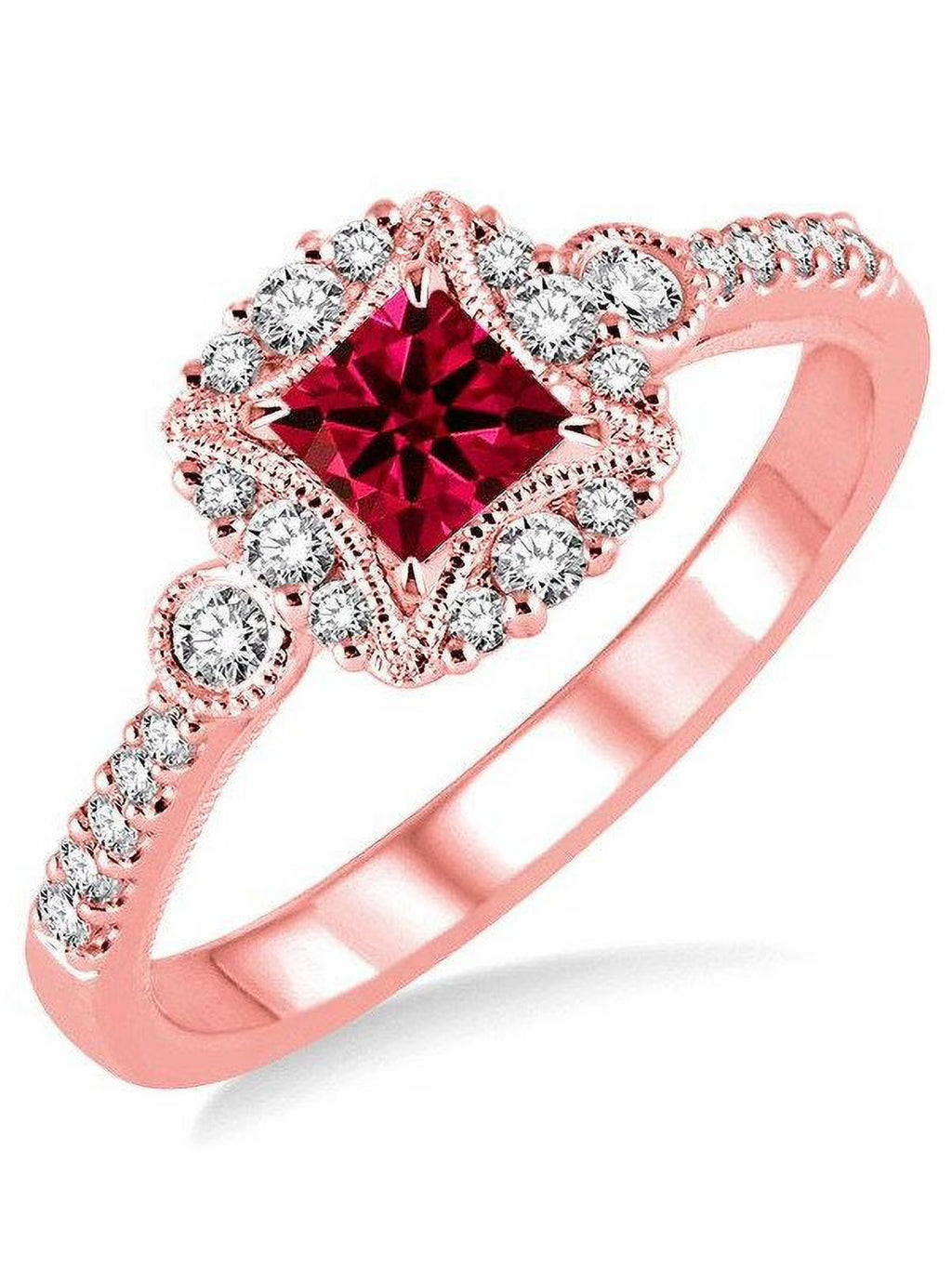 14k Rose Gold Ruby and Diamond Engagement Ring Y5830