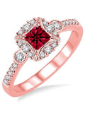 14k Rose Gold Ruby and Diamond Engagement Ring Y5830
