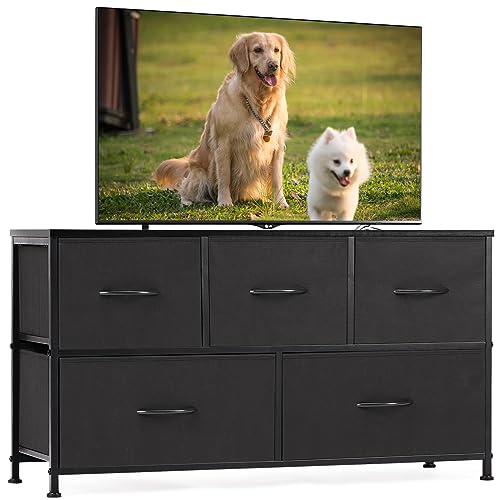 Brown 5 Drawer Fabric Dresser Y3034