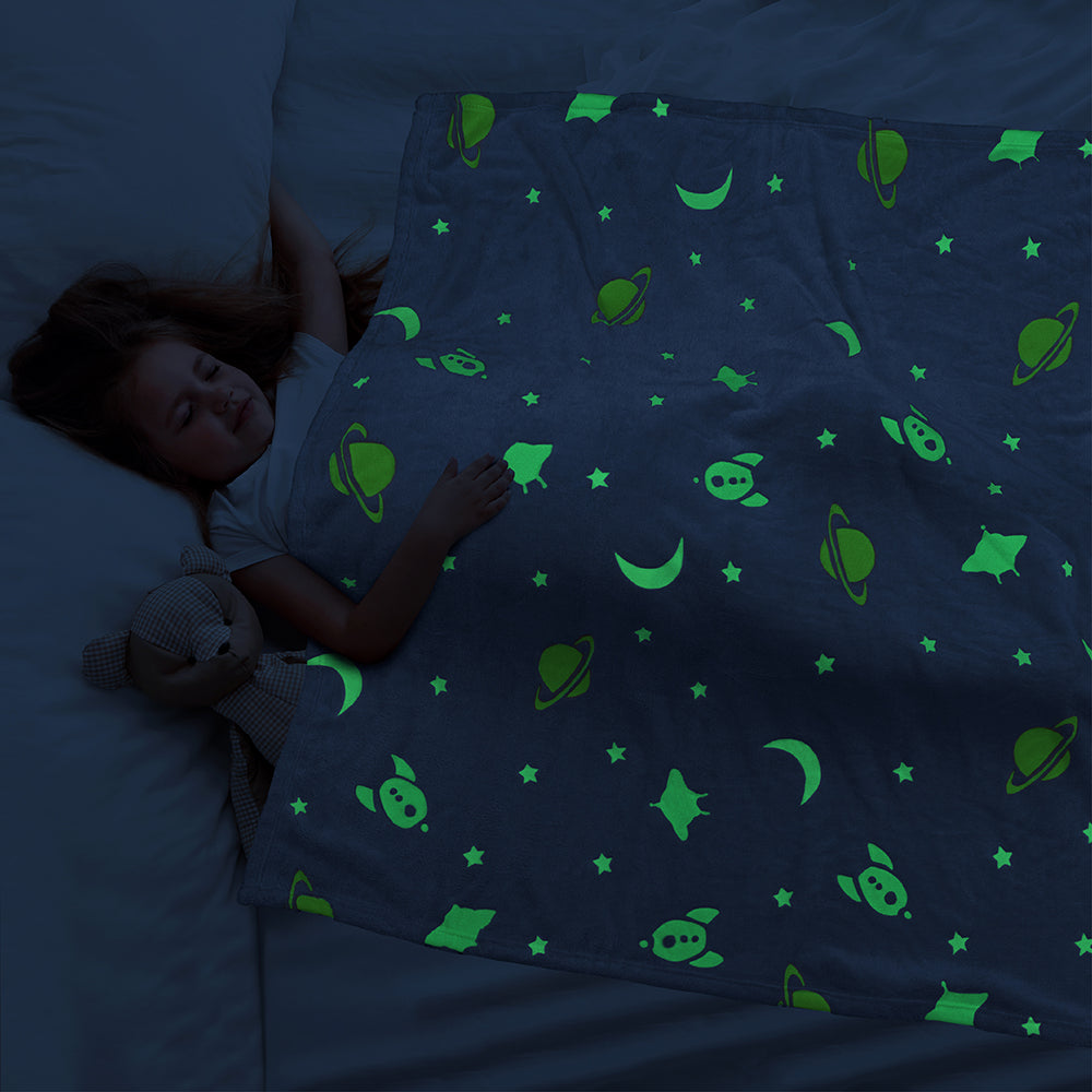 Glow in the Dark Soft Plush Fleece Blanket, 50x60 Q402180