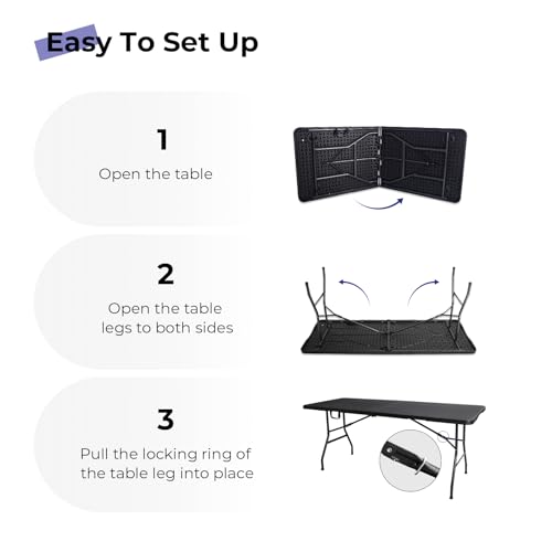 6ft Black Portable Folding Table P419217