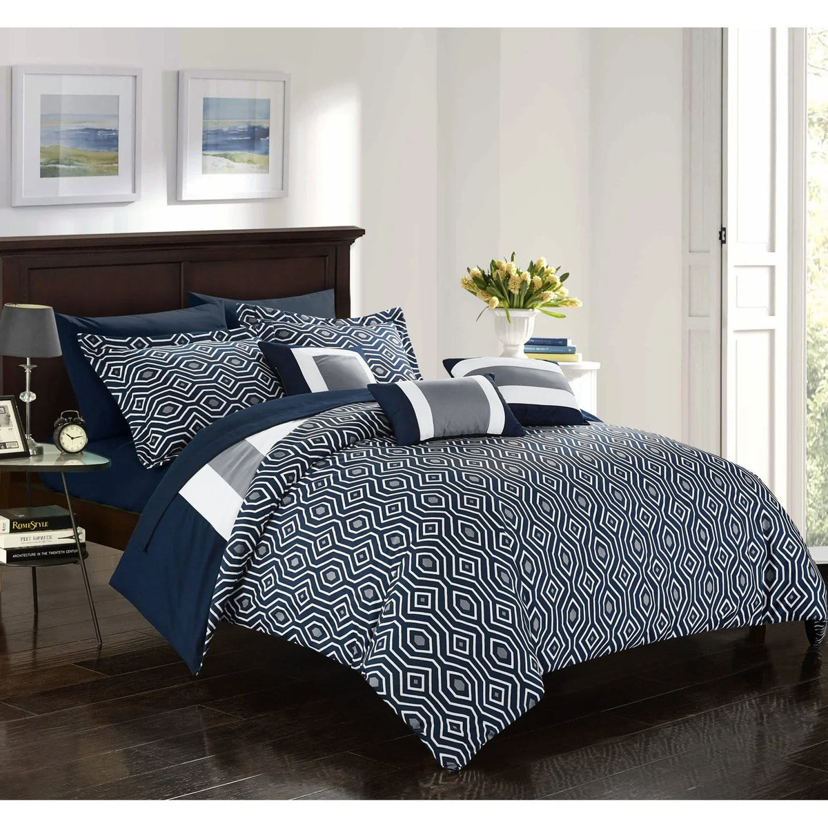 10 Piece Reversible Comforter Set J62609