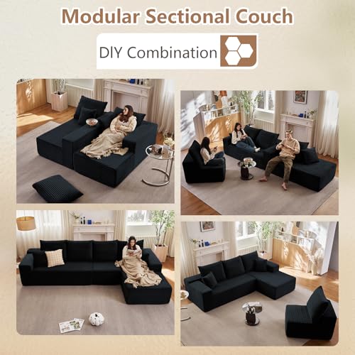 107" Modular Corduroy Sectional Sofa with Chaise P7923
