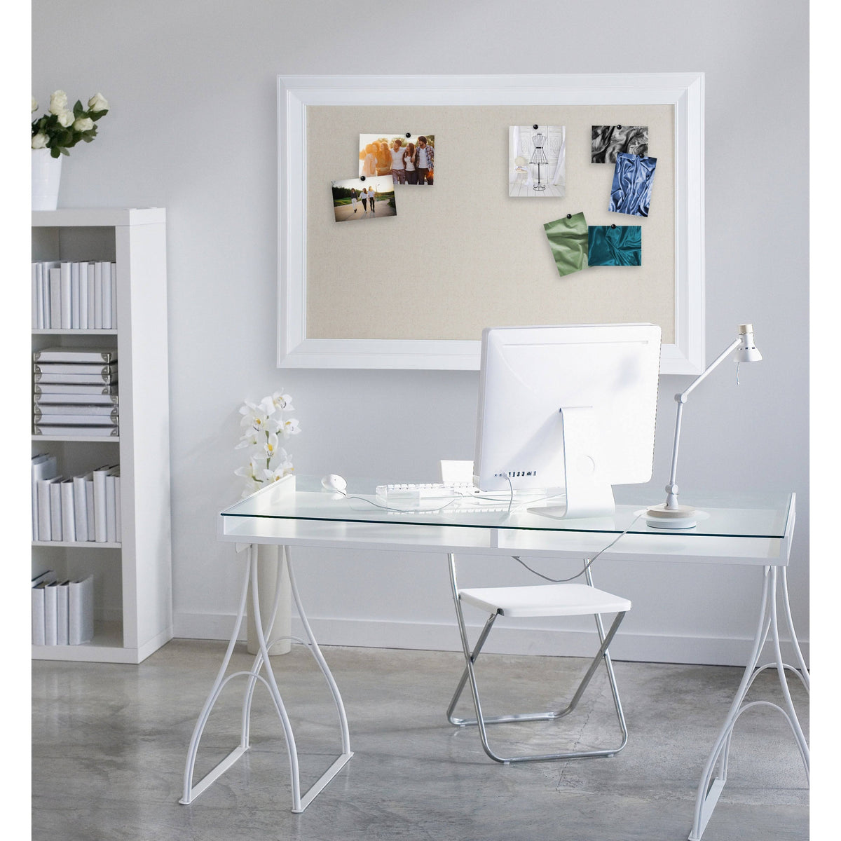 White Linen Fabric Bulletin Board for Wall H202706