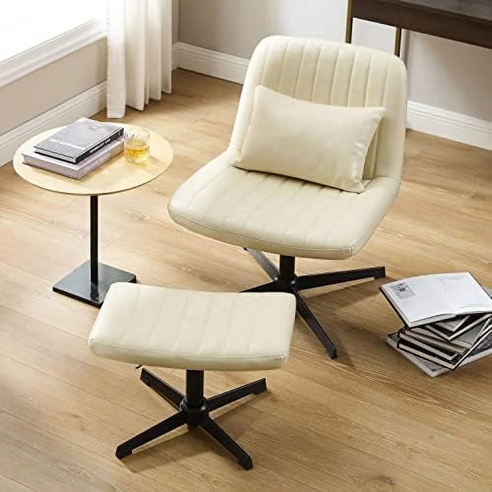 No Wheels Velvet Tufted Rocking Desk Chair with Foot Rest Stool and Lumbar Pillow M777