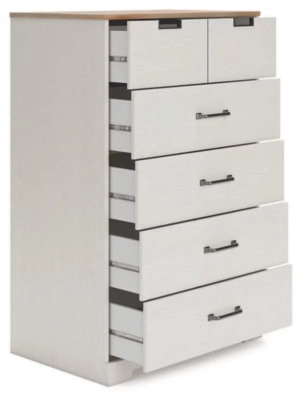 Whitewash 5 Drawer Wood Chest of Drawers J39638