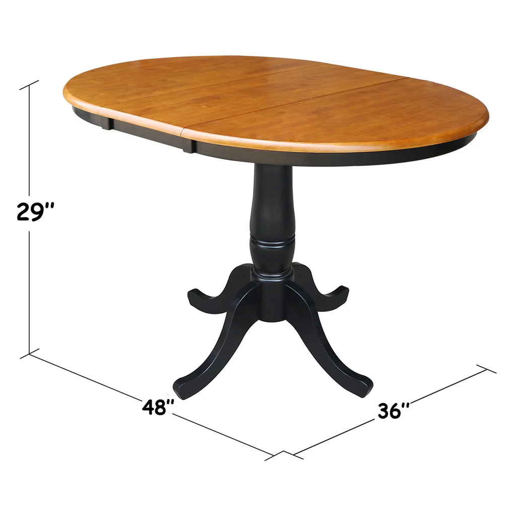 36" Round Top Pedestal Table with 12" Leaf K743