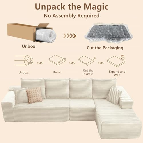 107" Modular Corduroy Sectional Sofa with Chaise P7923