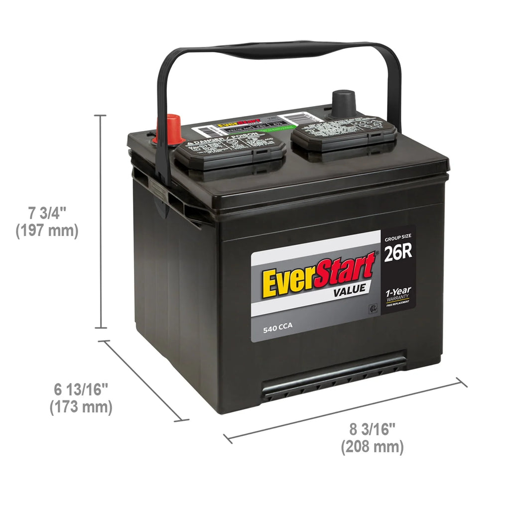 Lead Acid Automotive Battery Group Size 26R 12 Volt 540 CCA R989