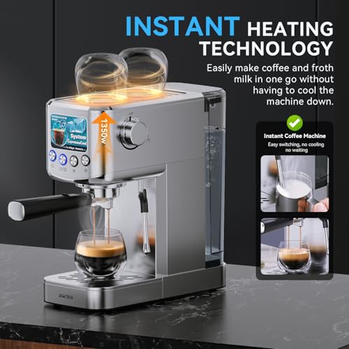20 Bar Compact Stainless Steel Espresso Machine with Milk Frother S36697