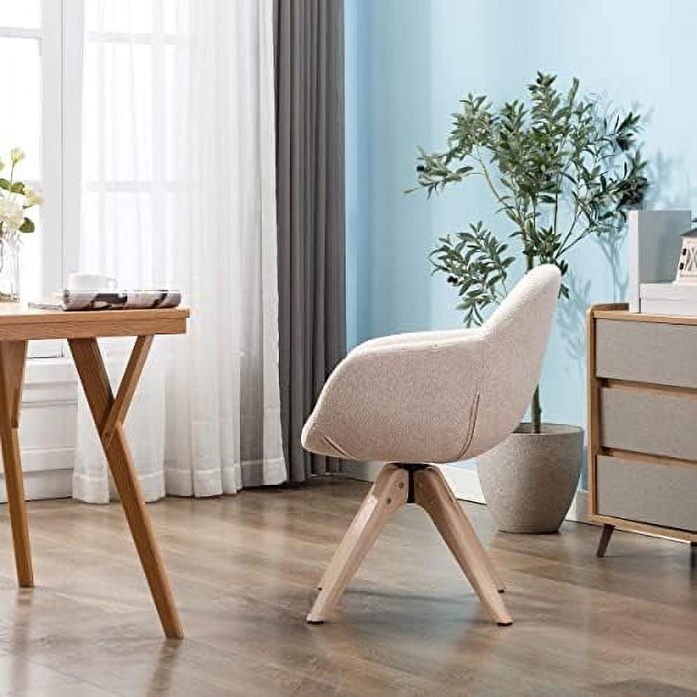 Mid Century Modern Swivel Fabric Accent Chair with Oak Wood Legs Q4707