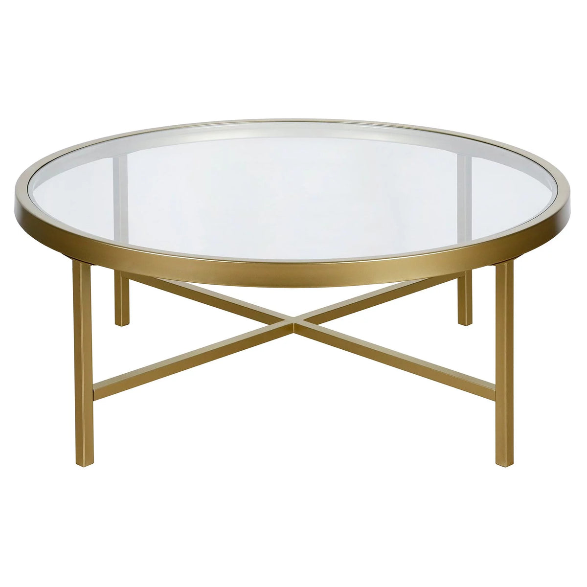 36" Wide Round Glass Top Coffee Table T2894