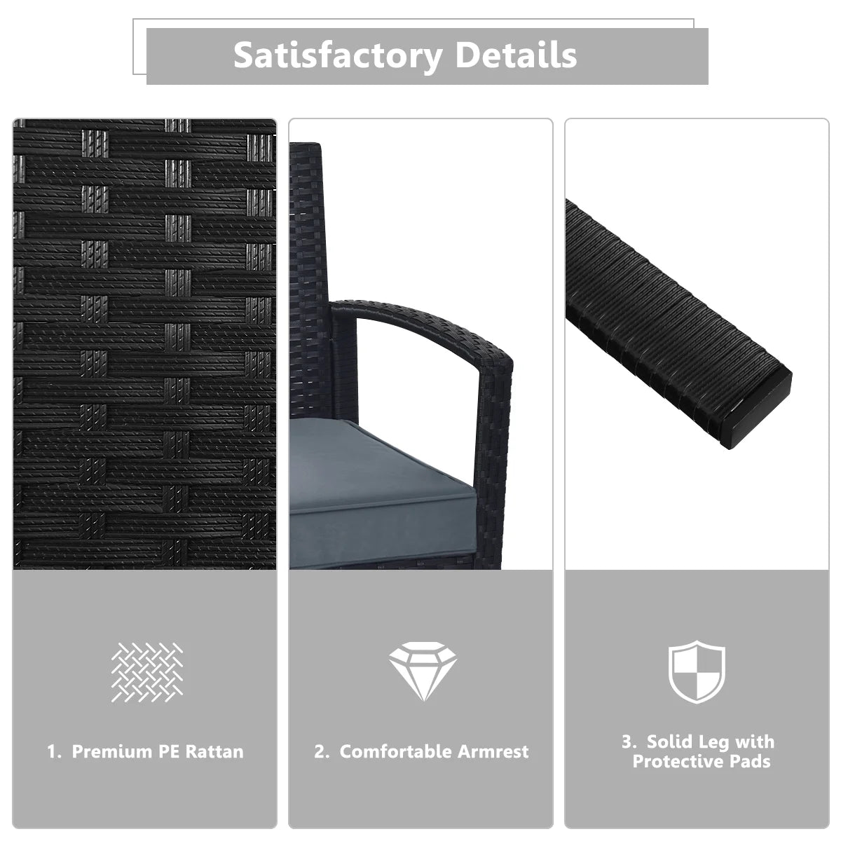 4PC Black Rattan Wicker Furniture Set M97853