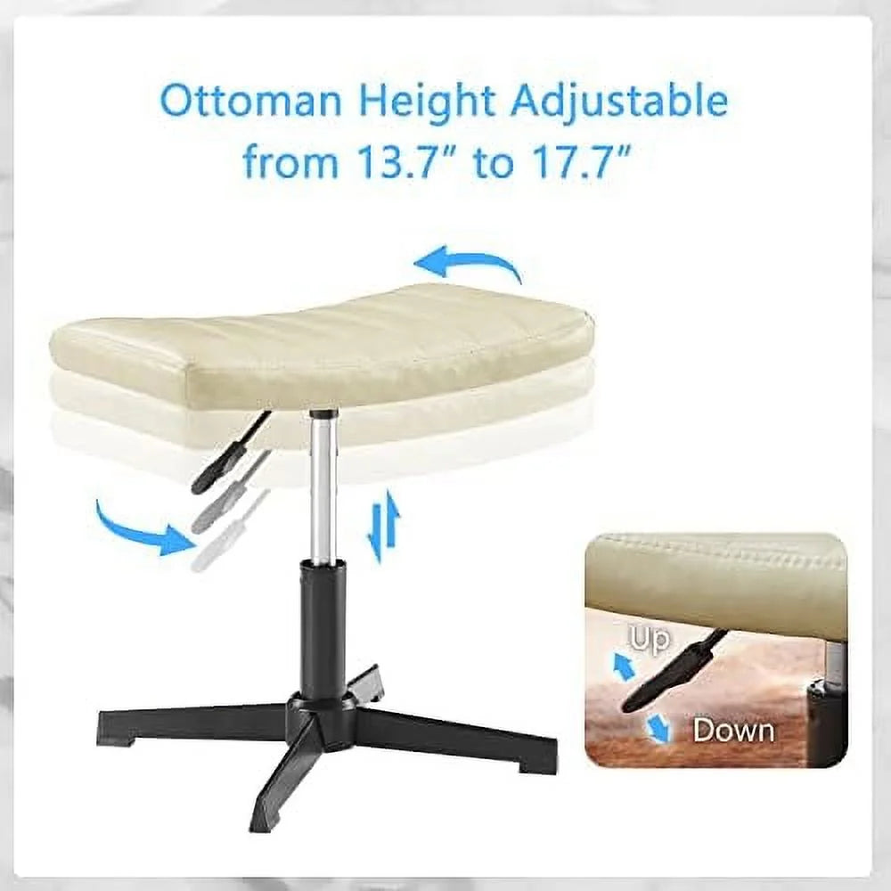 No Wheels Velvet Tufted Rocking Desk Chair with Foot Rest Stool and Lumbar Pillow M777