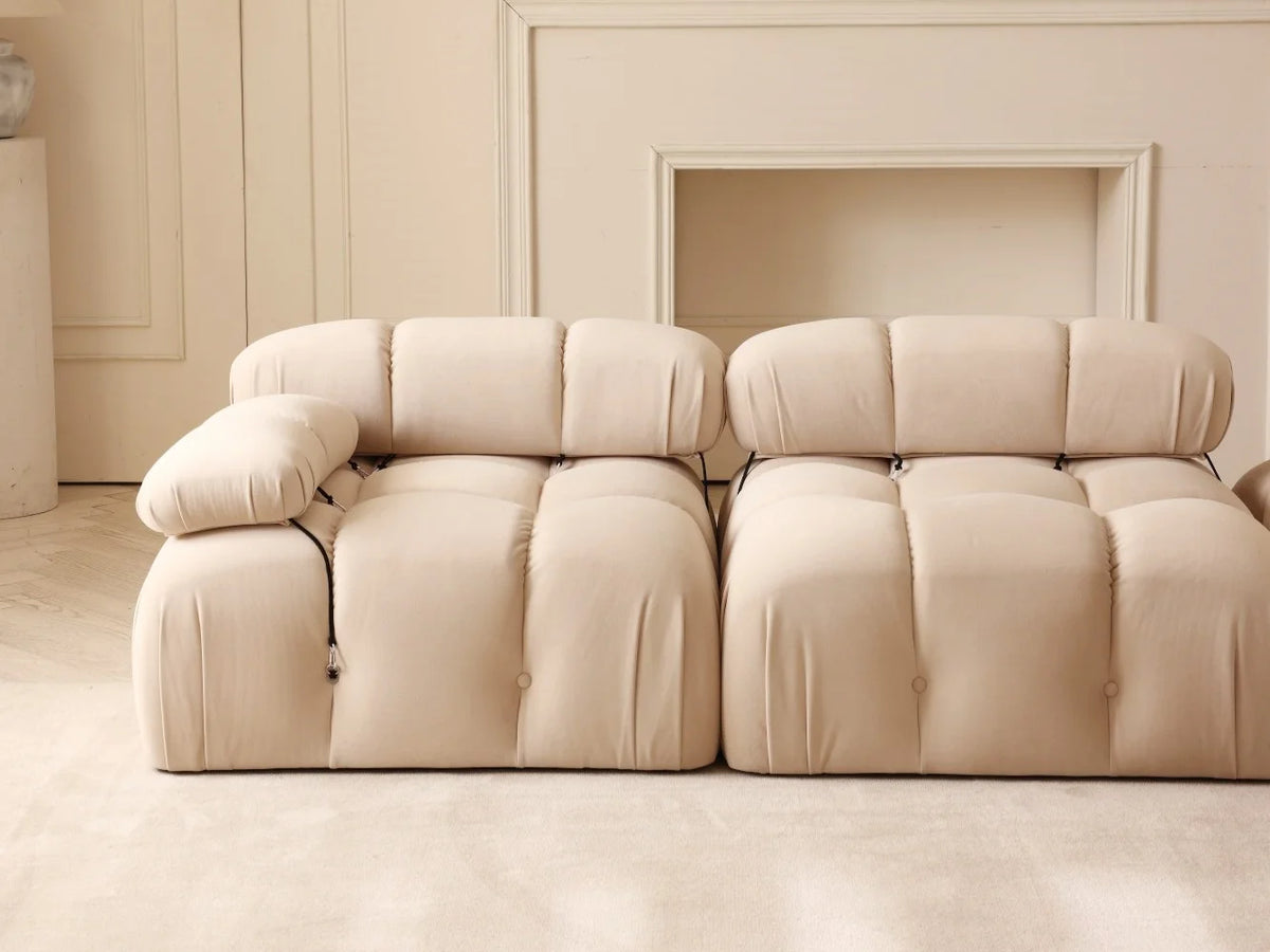 Tan Modular Sectional Sofa with Ottoman O327