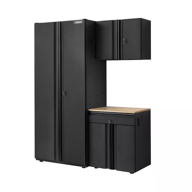 3-Piece Welded Steel Garage Storage System in Black U6886