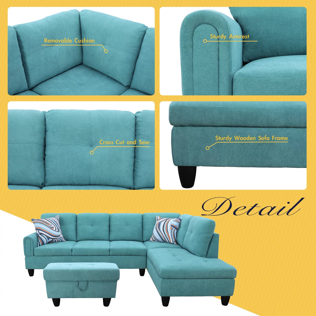 3 Piece Upholstered Sectional F50772
