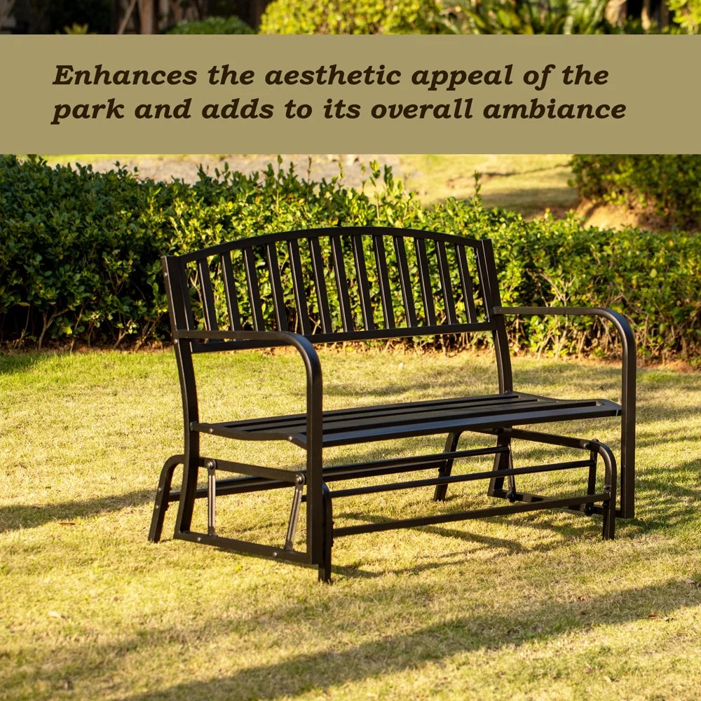 Black Steel Outdoor Swing Bench F518