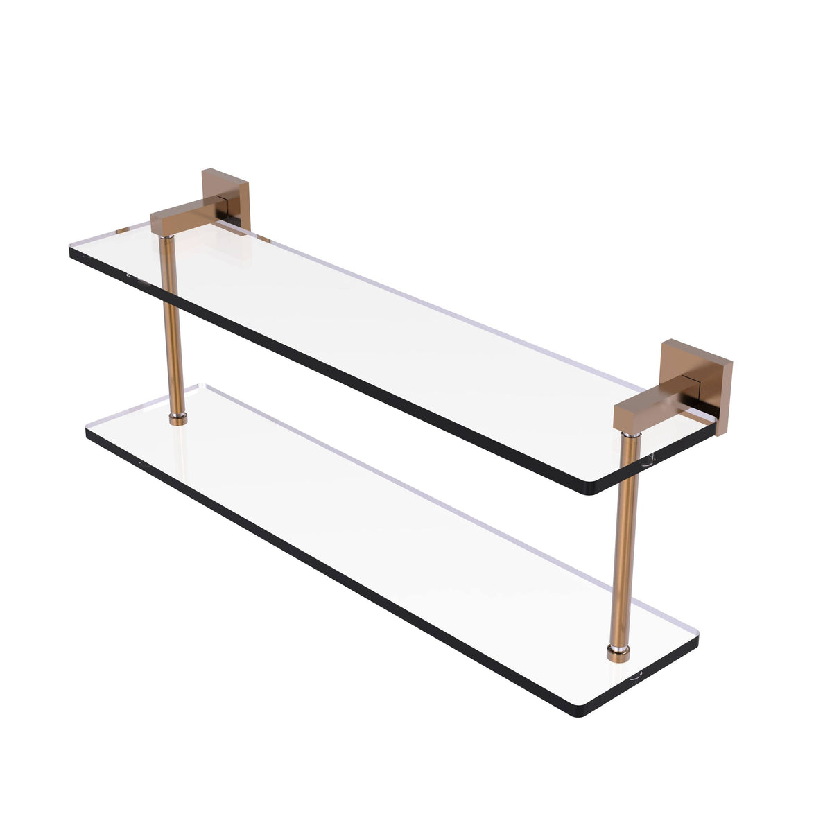 22 in. Two Tiered Glass Shelf Brushed Bronze F2975
