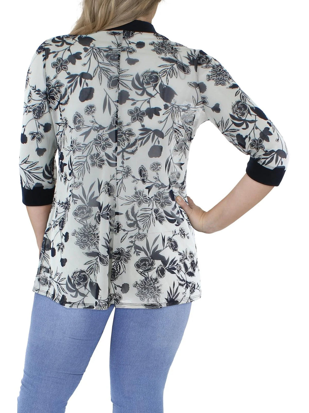 Petites Mesh Floral Duster Blazer B18764