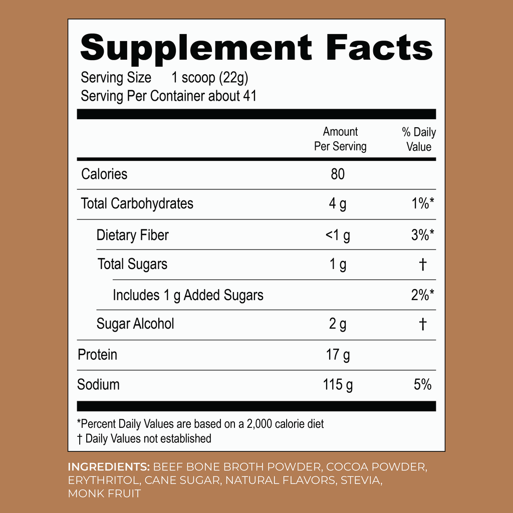Organic Bone Broth Protein Powder, Chocolate, 2 Lb R972372