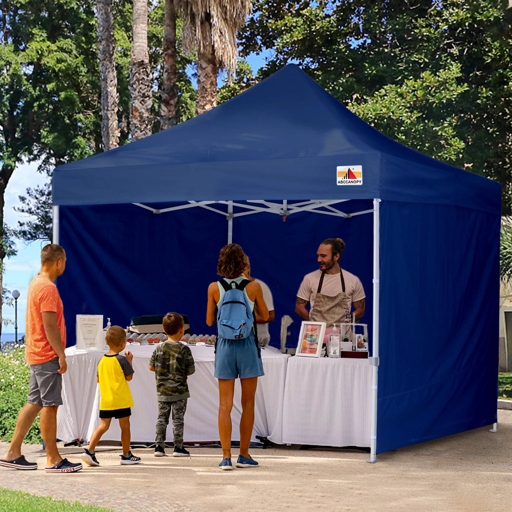 10 ft x 10 ft White Metal Pop-Up Canopy Tent with Walls G3508