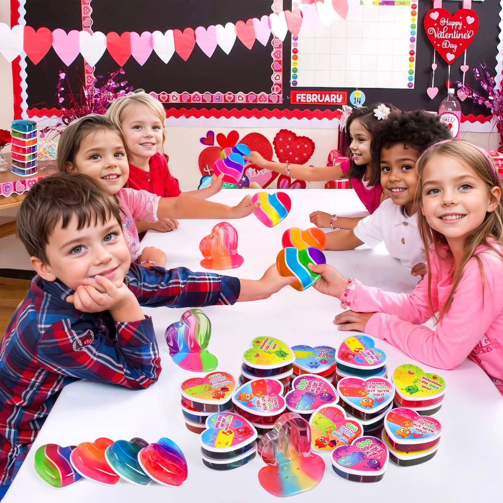 32Pcs DIY Slime Kit with Putty Colorful Rainbow Heart Slime Toys J323349