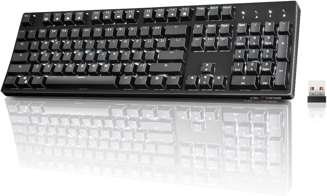 White 104-key Ergonomic Mechanical Keyboard with Red Switches D308